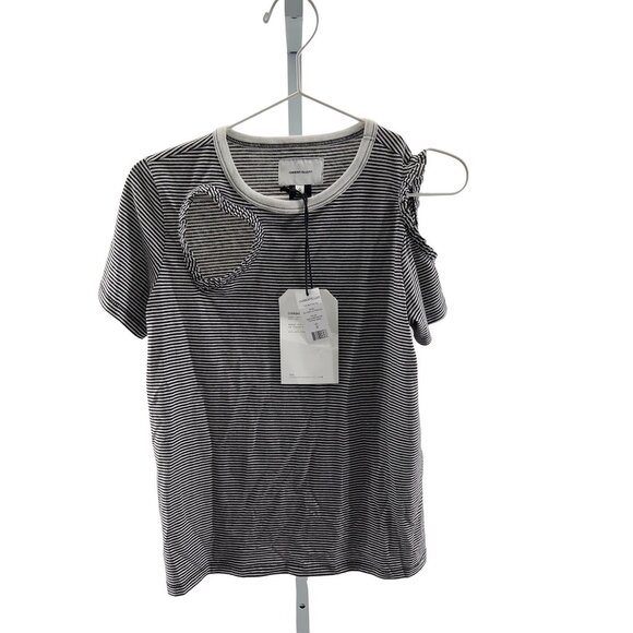 Current/Elliott Striped Cut-Out Heart T-Shirt - Picture 6 of 6